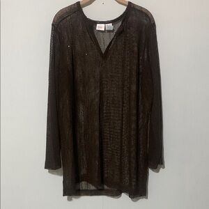 Sun N Sand Shimmery Sheer Brown Long Sleeve Cover Up NWOT